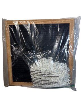 Letter Board Framed Black Felt With White Plastic Letters & Wall Mount Hardware